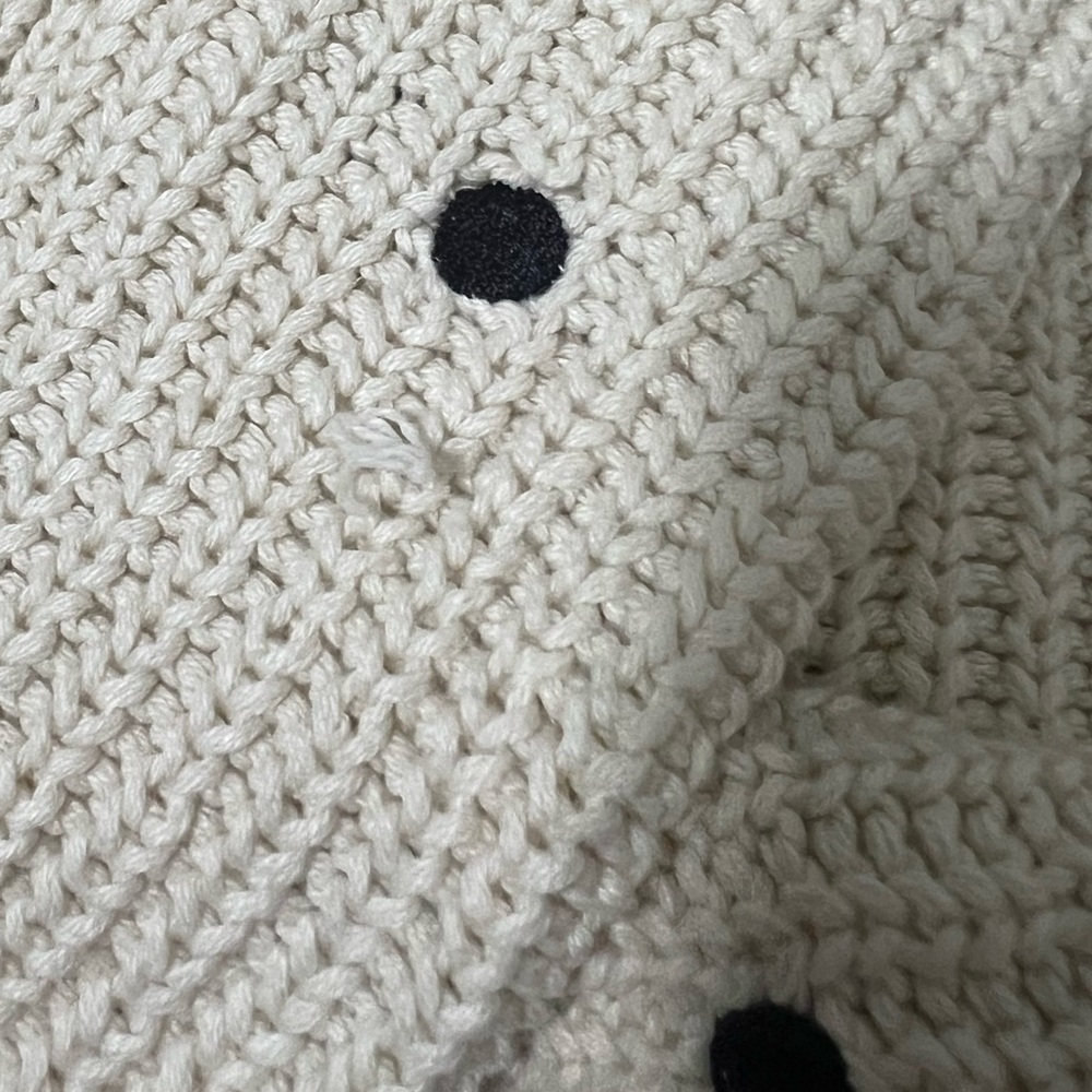 EUC Zara knit Women’s Embroidered Polka Dot Cropped Sweater in Cream/ - Picture 6 of 6